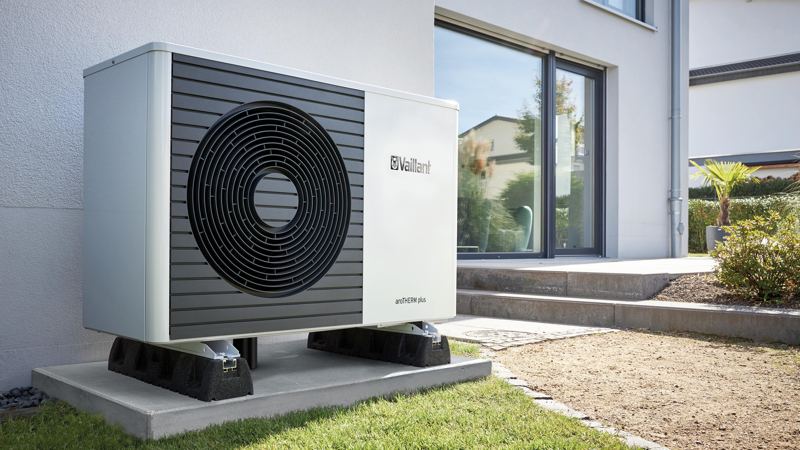 Air-to-water heat pump outdoors